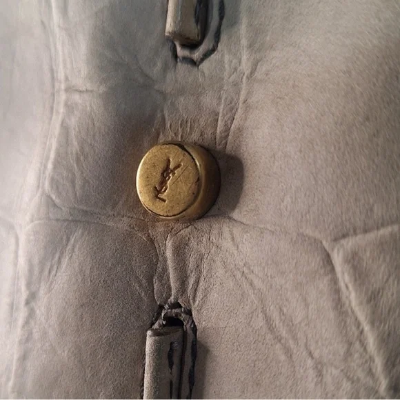 YSL Yves Saint Laurent Muse II Shoulder Bag Black & Tan Canvas Leather Satchel - Picture 8 of 13